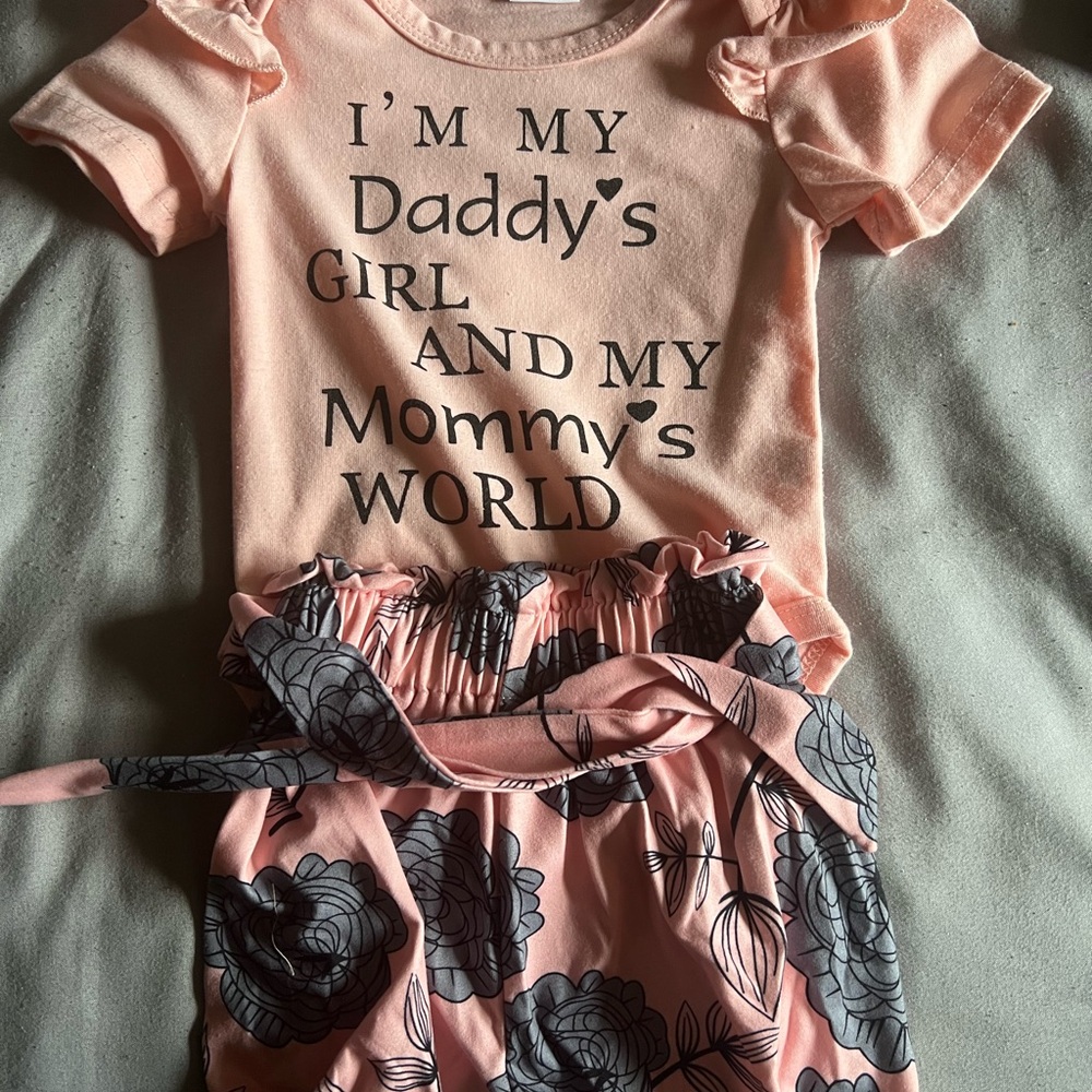 Adorable Pink and Gray Matching Set with Fun Text